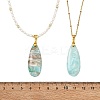 2Pcs 2 Styles Natural Hemimorphite Teardrop Pendant Necklaces NJEW-JN06312-02-5
