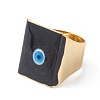 Square Enamel with Evil Eye Wide Band Finger Rings RJEW-A014-02G-08-3