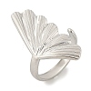 Leaf 304 Stainless Steel Open Cuff Rings for Women LS-RJEW-G338-06P-5