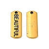 Tibetan Style Alloy Rectangle with Word Beautiful Pendants TIBEP-Q043-063AG-RS-1