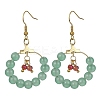 Imitation Jade Glass Beaded Ring Dangle Earrings EJEW-JE05568-2