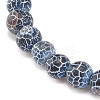 Natural Weathered Agate(Dyed) Round Beaded Stretch Bracelet BJEW-JB08363-02-5