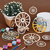 40Pcs 2 Styles Unfinished Blank Wooden Wheel Pendants Set for Painting Arts HJEW-OC0001-44-4