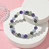 Synthetic Non-Magnetic Hematite & Natural Green Aventurine & Natural Amethyst & Natural Angelite Round Beaded Stretch Bracelets BJEW-JB10910-08-2