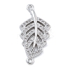 Rack Plating Brass Micro Pave Clear Cubic Zirconia Hollow Leaf Connector Charms KK-A234-055P-1
