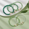 5Pcs Glass & Brass & Acrylic Beaded Stretch Bracelets Set BJEW-JB09677-04-5