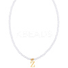 Imitation Pearl with Stainless Steel Pendants Necklaces NJEW-LP0001-51Z-G-1