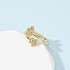 Flower Brass Micro Pave Cubic Zirconia Cuff Rings for Women RJEW-L334-01G-3