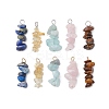 10Pcs 5 Colors 12 Constellation Natural Aquamarine & Citrine & Rose Quartz & Tiger Eye & Lapis Lazuli Pendants PALLOY-JF02839-04-1