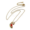 304 Stainless Steel Red Enamel Pendant Necklaces for Women NJEW-U043-02A-G-4