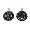 Handmade Woven Glass Beads Dangle Stud Earrings EJEW-F235-I04-2
