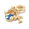 Brass Blue Enamel Earth & Plane European Dangle Charms KK-M305-05G-2