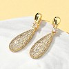 Teardrop Brass Micro Pave Cubic Zirconia Dangle Stud Earrings for Women EJEW-A132-04G-3