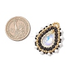 3Pcs 3 Colors Natural Howlite & Dyed Magnesite & Tiger Eye Faceted Round and Glass Seed Beaded Pendants PALLOY-MZ01218-3