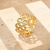 Flower 304 Stainless Stee Open Cuff Rings for Women RJEW-Q006-03E-G-1