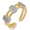 Brass Micro Pave Clear Cubic Zirconia Cuff Finger Rings for Women RJEW-B112-09GP-4