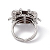 Natural Tiger Eye Crab Open Cuff Ring RJEW-I090-01P-09-3