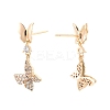 Clear Cubic Zirconia Double Butterfly Dangle Stud Earrings EJEW-C047-06G-2