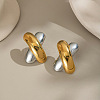 Two Tone 304 Stainless Steel Stud Earrings for Women AL8975-2