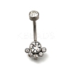 304 Stainless Steel Clear Cubic Zirconia Curved Barbell Belly Button Rings AJEW-D306-03P-02-2