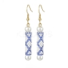 Glass Pearl & Seed Column Dangle Earrings EJEW-MZ00059-01-1