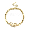 Brass Micro Pave Clear Cubic Zirconia Link Bracelets BJEW-Z082-03G-01-4