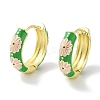 Real 18K Gold Plated Brass Enamel Flower Print Hoop Earrings for Women EJEW-L269-119G-2