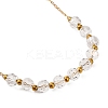 Ion Plating(IP) Crucifix Cross 304 Stainless Steel Rosary Bead Necklaces NJEW-M075-03G-01-3