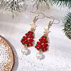 Glass Seed & Glass Pearl Beads Tree Dangle Earrings EJEW-MZ00276-01-2