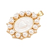 Natural White Shell Oval Pendants KK-F919-47G-2