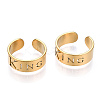 Ion Plating(IP) 304 Stainless Steel Word King Open Cuff Ring for Women RJEW-T027-09G-2