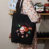 DIY Christmas Santa Claus Pattern Black Canvas Tote Bag Embroidery Kit PW23050614784-1