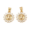 Brass Micro Pave Clear Cubic Zirconia Charms KK-F919-35G-1