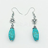 Teardrop Synthetic Turquoise & Alloy Dangle Earrings WG2299-1-1