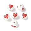 Mother's Day Theme Printed Wood European Beads WOOD-F016-08-2