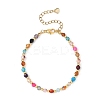 Natural Agate & Brass Round Beaded Bracelets for Women BJEW-JB12852-2