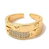 Rack Plating Brass Micro Pave Clear Cubic Zirconia Cuff Rings for Women RJEW-G325-13H-G-2