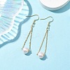 Natural Cultured Freshwater Pearl Beads with Brass Dangle Earrings EJEW-JE05757-2