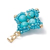 Synthetic Turquoise & Glass Seed Beaded Woven Pendants PALLOY-MZ00365-04-4