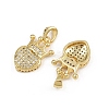 Brass Micro Pave Clear Cubic Zirconia Pendants ZIRC-I367-13G-02-2