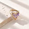 Heart Natural Amethyst Finger Rings STAS-Z112-10G-01-2