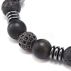 Natural Lava Rock & Synthetic Hematite Beaded Stretch Bracelet BJEW-JB08456-4