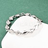 304 Stainless Steel Rhombus Link Chain Bracelets for Men Women BJEW-G766-03P-01-3