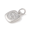 Rack Plating Brass Micro Pave CLear Cubic Zirconia Charms KK-E110-14P-S-2