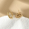 Brass Micro Pave Clear Cubic Zirconia Stud Earrings EJEW-R016-26G-07-3