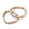 Natural Fossil Coral Stretch Beaded Bracelets G-A185-01X-2