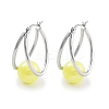 304 Stainless Steel & Plastic Imitation Pearl Oval with Ball Hoop Earrings for Women EJEW-C096-13P-04-1