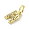 Letter Brass Micro Pave Clear Cubic Zirconia Pendants KK-K354-06G-R-2