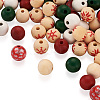 140Pcs 7 Styles Painted Natural Wood European Beads WOOD-TA0001-65-3