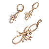 Golden Plated Brass Rhinestone Dangle Earrings & Pendant Sets SJEW-L191-02G-3